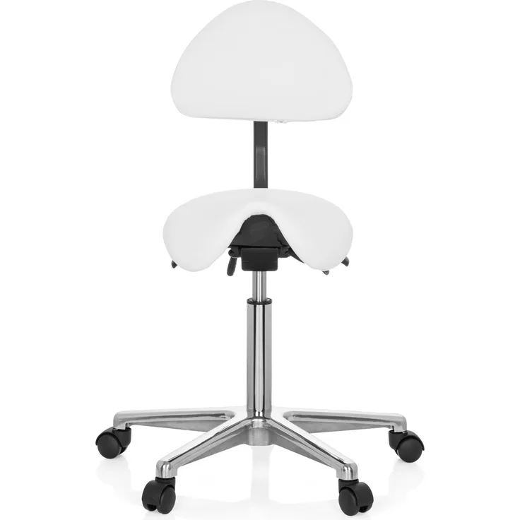 hjh OFFICE Arbeitsstuhl Arbeitshocker TOP WORK 20 Kunstleder Weiß