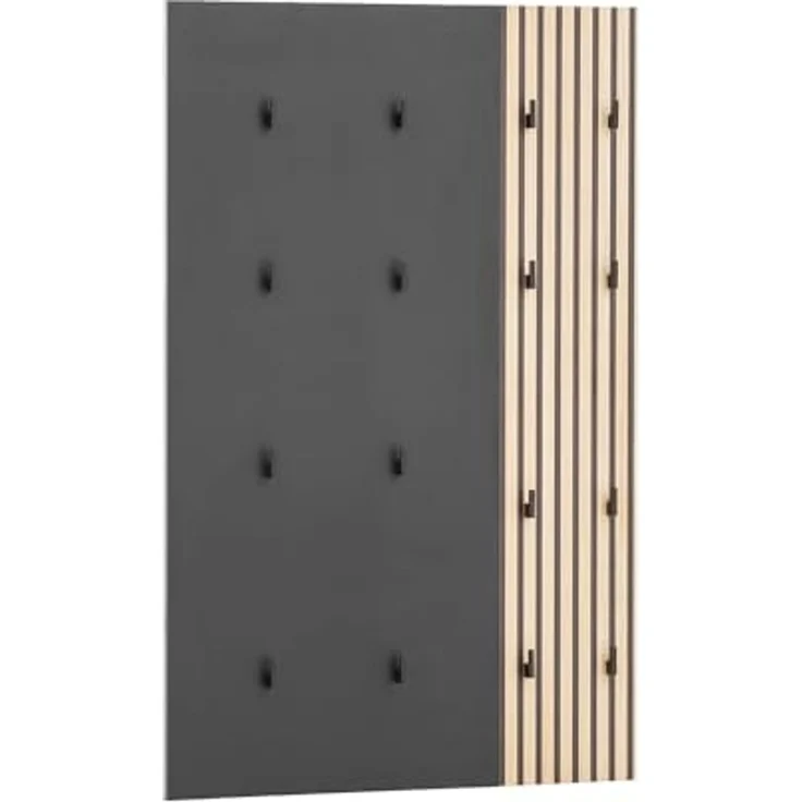 Lomadox Garderobenpaneel ALTAMURA-80, erweiterbare Garderobe Kleiderhaken modern schwarz matt, Eiche Natur – Bild 1
