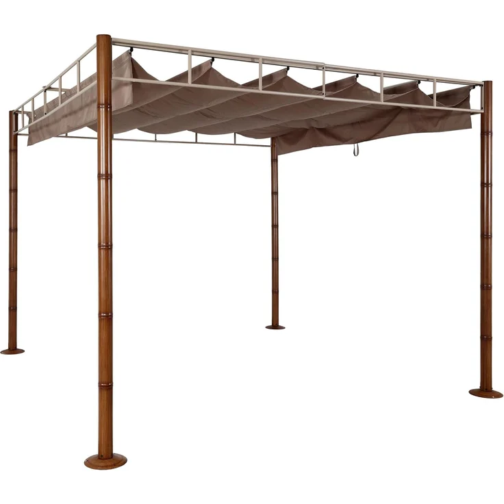 Mendler 'HWC-L42' Pergola, stabiles 7cm-Metall-Gestell taupe / braun, 3x3 m – Bild 9