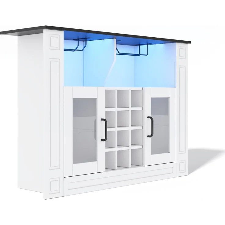 Weinschrank 120 x 35 x 84 cm mit RGB-LED-Beleuchtung und Glastüren – Bild 7