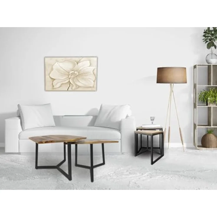 Amagohome Couchtisch Couchtisch Set 2 Stück Wohnzimmer Beistelltisch Satztisch Gestell Meta – Bild 8