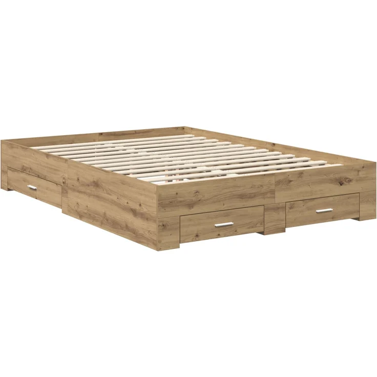 vidaXL Bettrahmen Artisan-Eiche 135 x 190 cm Holzwerkstoff 3410002 – Bild 5