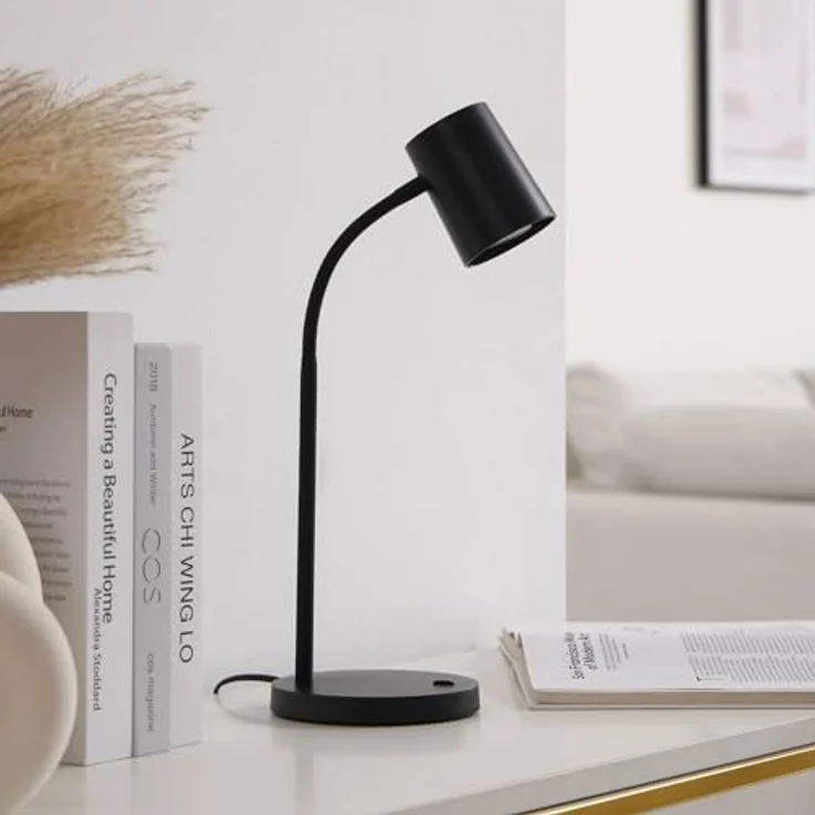 Lindby Tischlampe 'Radka', schwarze Schreibtischlampe mit Flexarm und integriertem Schalter für Arbeitszimmer & Büro – Bild 3