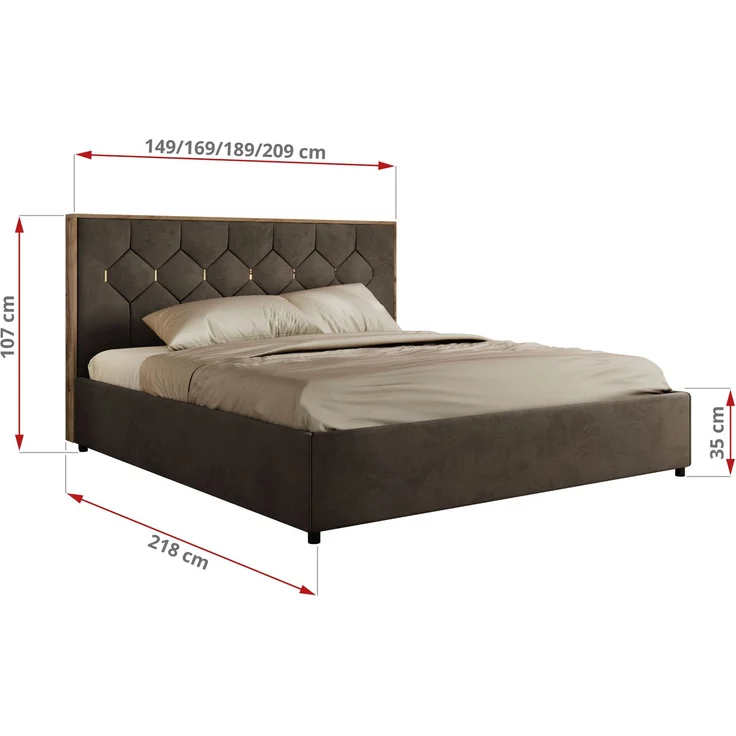 Polsterbett mit Bettkasten LARINO CLASSIC 200x200 cm Lattenrost und Gasdruckfedern, stabiles Bettgestell, modernes Design - Braun Velvet – Bild 6
