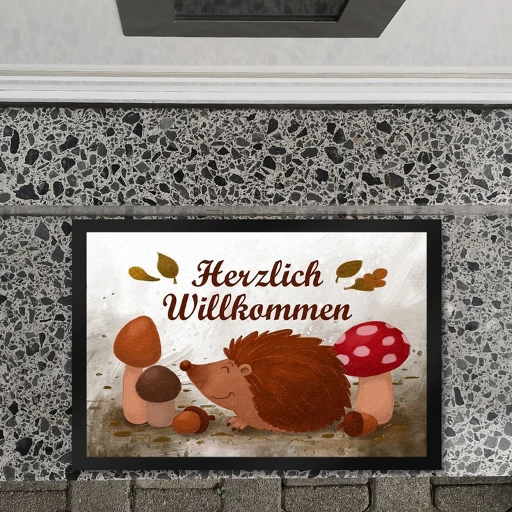 speecheese Fußmatte Herzlich Willkommen Fußmatte XL in 40x60 cm mit niedlichem Igel – Bild 2