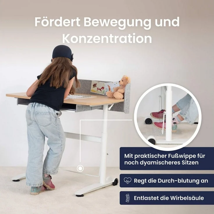 Ergotopia Kindertisch Desktopia Kids - Höhenverstellbarer Kinderschreibtisch – Bild 3