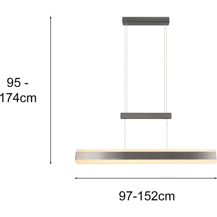 LED Pendelleuchte ARCOLA ausziehbar höhenverstellbar Silber, max. Breite 152cm – Bild 4
