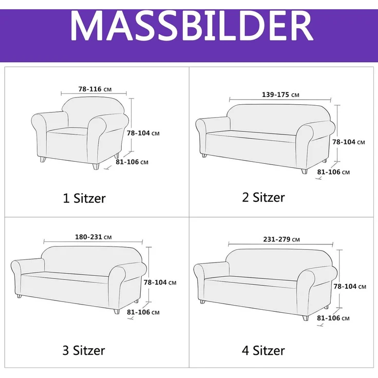 Coonoor Sofahusse Stretch Sofabezug, Sofa Überzug 1/2/3/4 Sitzer, Sofaschoner rutschfest, Elastisch Couch Überzug Mit Armlehnen, Sofaüberwurf Couch Überwurf – Bild 4