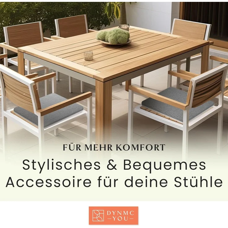 DYNMC you Sitzkissen Stuhlkissen 40x40 - Eckig Set Mittelhart, Sitzkissen Bank Memory Schaumstoff - Sitzpolster Stuhl – Bild 2