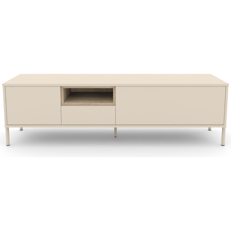 Lowboard HYGGE mit 1 Tür, 1 Schublade, 1 offenes Fach und 1 Klappe, Cashmere Weiß – Bild 2