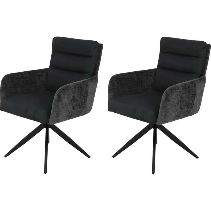 2er Set Sesselstuhl Leandra, XL Sitzbreite - Anthrazit