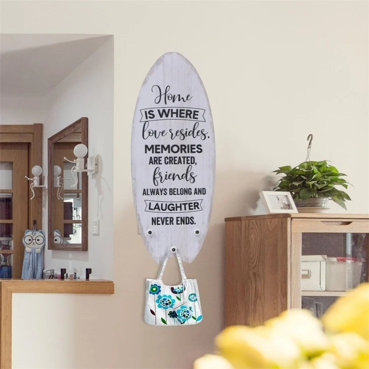 100 cm Plankenschild Surfboard mit Kleiderhaken Holzbild Surfbrett Wandbild Home – Bild 2