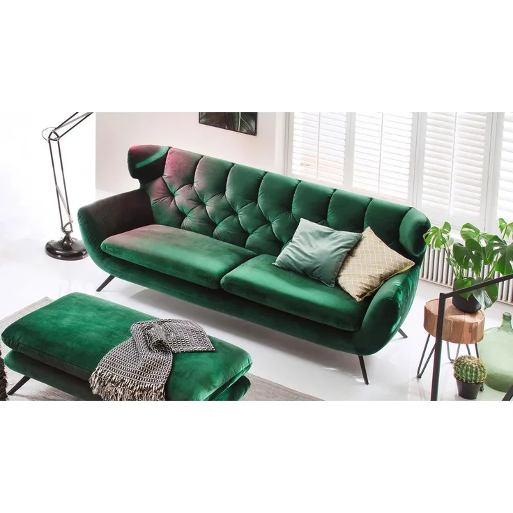Candy 'Sixty' Einzelsofa, 2,5-Sitzer, Stoff Velour smaragd grün, 200 cm