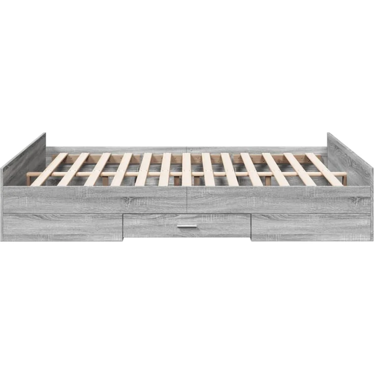 vidaXL Bettgestell mit Schubladen Grau Sonoma 140x200 cm Holzwerkstoff 3280298 – Bild 5