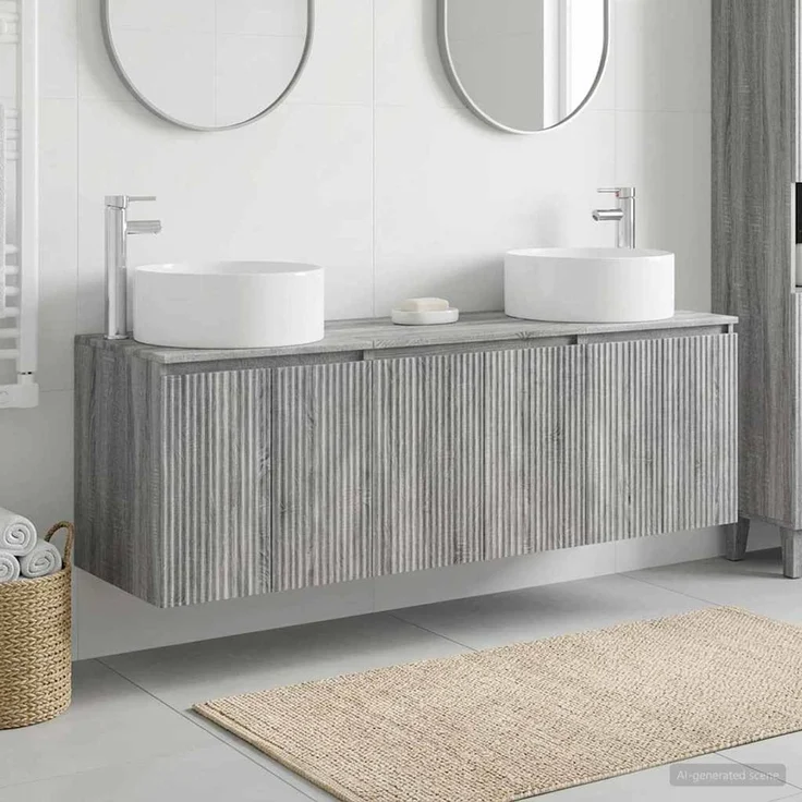 vidaXL Badezimmerschrank-Set 3 stk. Grau Sonoma 161,5 x 44,5 x 80 cm 3405733 – Bild 1
