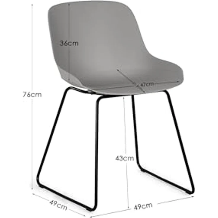 Julian Bowen 2er-Set Rocco-Stühle, Hellgrau, Polypropylen, 80 x 49 x 51,5 cm – Bild 2