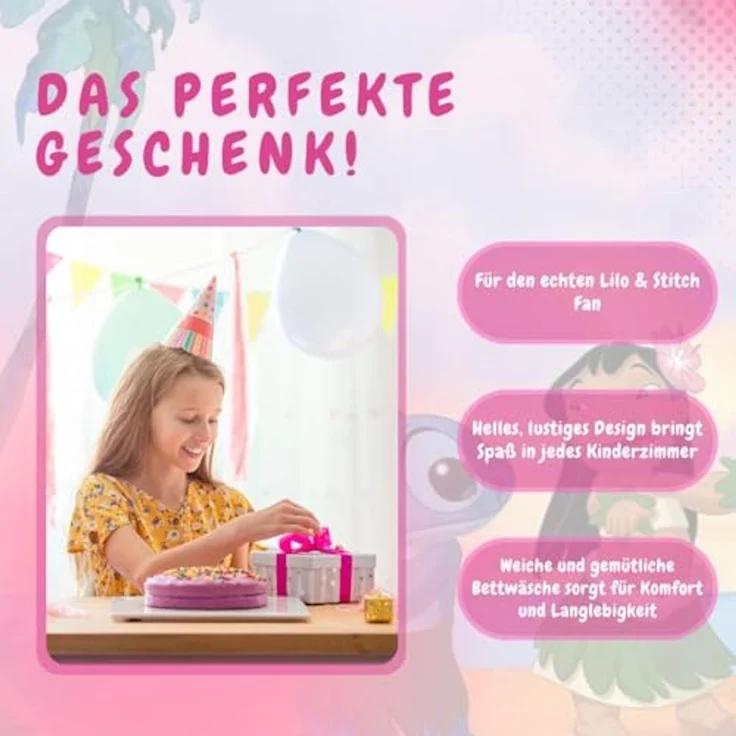 Lilo & Stich Wendebettwäsche - pinker Traum für kleine Fans, Kissen- und Deckenbezug 135x200 cm – Bild 3