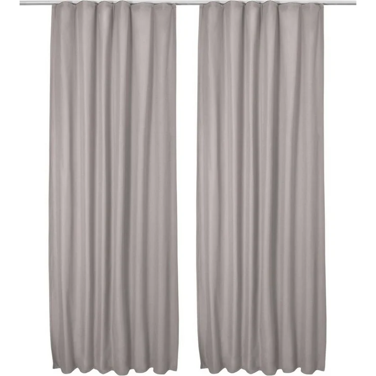 Beautissu Vorhang Amelie TK Thermovorhang mit Kräuselband, 140x245cm, Grau, 2er Set, Isolierend, Verdunkelung, Variante: Thermogardine – Bild 1