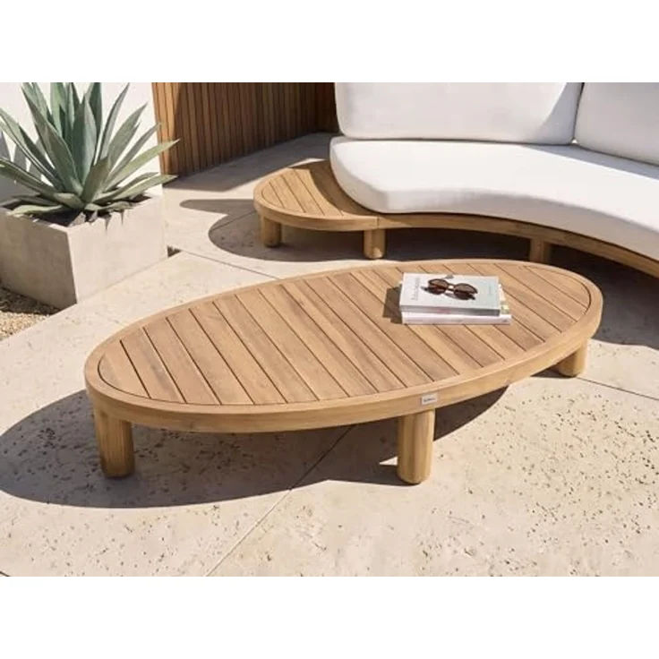 Outdoor Couchtisch NUMANA 140 cm 70 cm Akazienholz Hellbraun – Bild 2