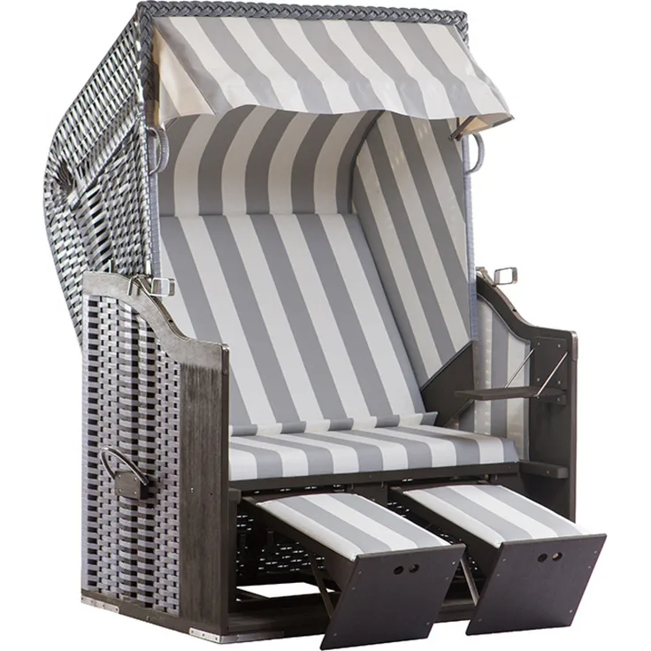 deVries Strandkorb "Profi Ostsee POEL" PVC grey Des. 989, Größe 124 x 87 x 159 cm