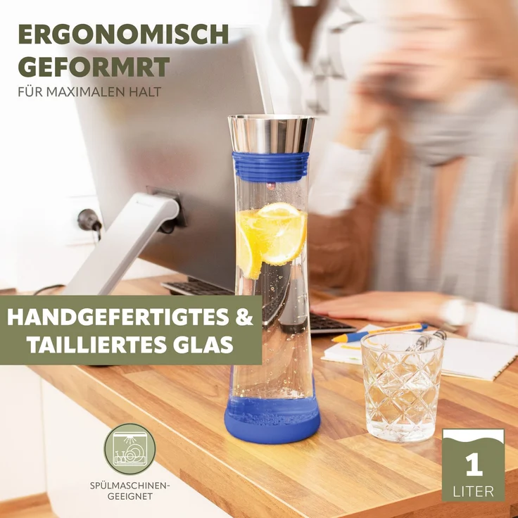 bremermann Karaffe CAROLA mit Silikonfuß - zerlegbarer Deckel - 1 Liter – Bild 4