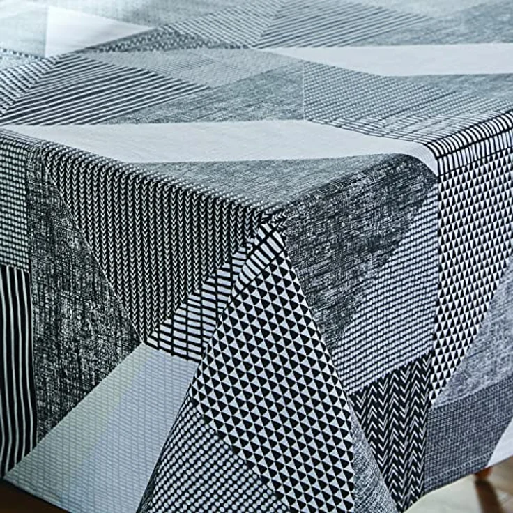 Catherine Lansfield Larsson Geo Tischdecke aus Baumwolle, abwischbar, 137x229 cm, KT/44750/W/T13217/GY – Bild 3