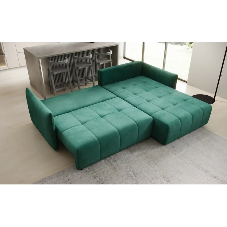 Luxusbetten24 Schlafsofa Designer Sofa Velaro L in Samt, mit Stauraum und Schlaffunktion – Bild 4
