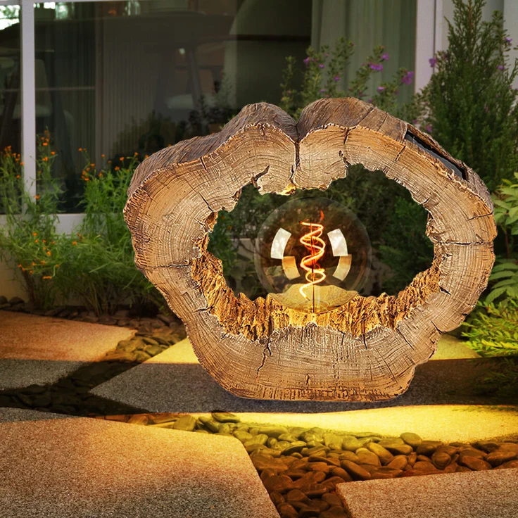 LED Solarleuchte, Baumscheibe, Holzoptik, L 30,5 cm – Bild 5