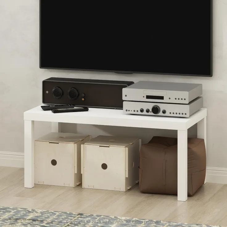 Furinno Simplistischer Moderner TV-Ständer, TV-Tisch, Weiß