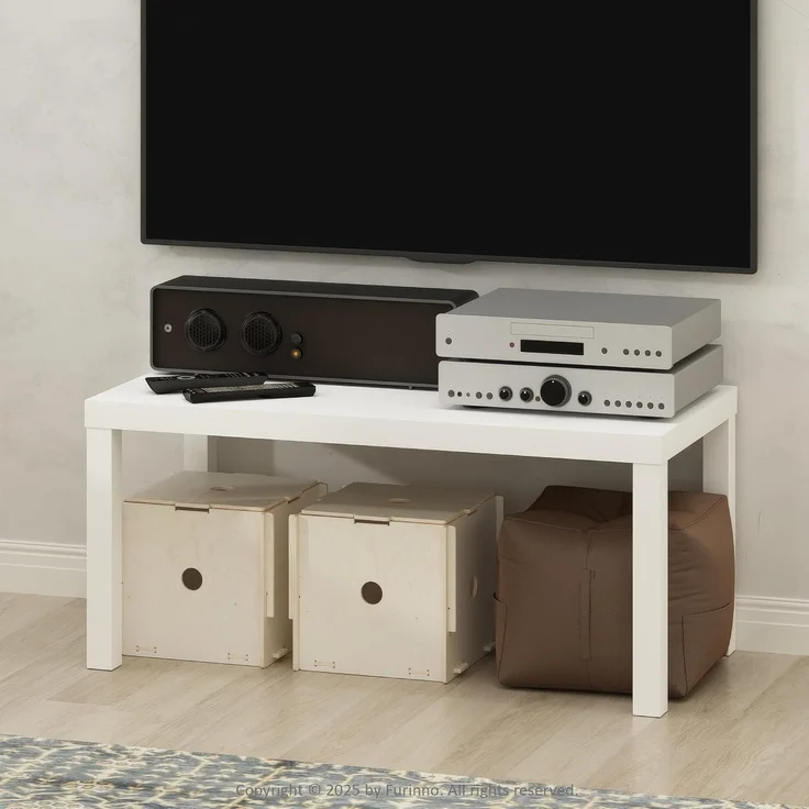 Furinno Simplistischer Moderner TV-Ständer, TV-Tisch, Weiß – Bild 1