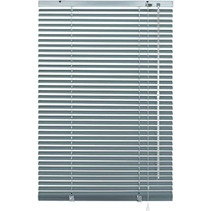 Deco Company Alu-Jalousie ohne Bohren, Zum Klemmen, Inkl. Klemmträgern, Sichtschutz, Lichtschutz, Blendschutz, Aluminium-Jalousie, Silber-Blau, 160x175 cm – Bild 1