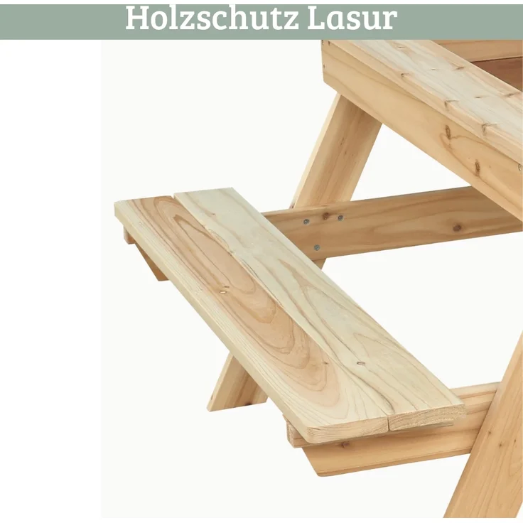 Kinder Picknicktisch KLEIS - 100cm, Massives Tannenholz, Extra Stauraum | Kindersitzgruppe Picknickbank Sitzgruppe Aussen Bank Sitzbank Gartenbank – Bild 6