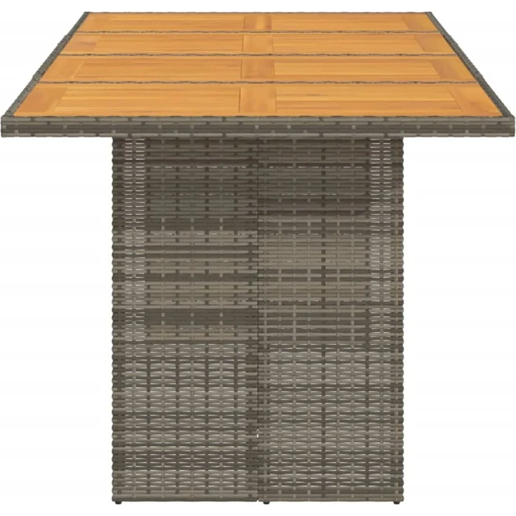 Gartentisch, Balkontisch mit Akazienholz-Platte Grau 190 x 80 x 75 cm Poly Rattan – Bild 5