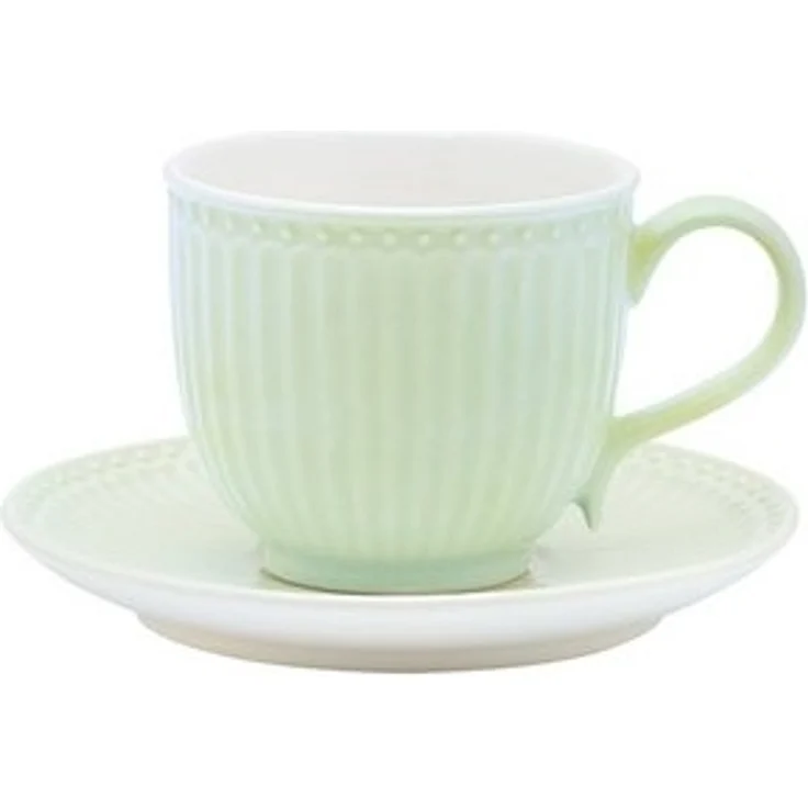Greengate Tasse Alice Tasse mit Untertasse pale green 8,5 cm, Stoneware – Bild 3