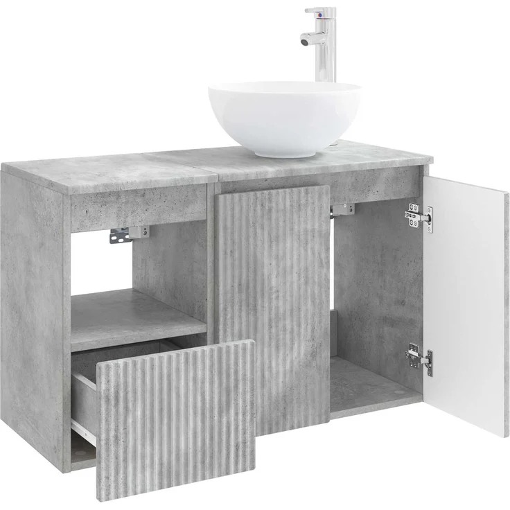 vidaXL Badezimmerschrank-Set 2 stk. Betongrau 79,5 x 41 x 80 cm 3404037 – Bild 4
