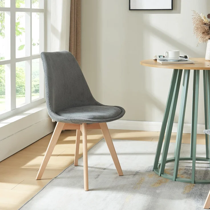 Esszimmerstuhl Fläten 4er Set Cord Grau [en. casa] – Bild 3
