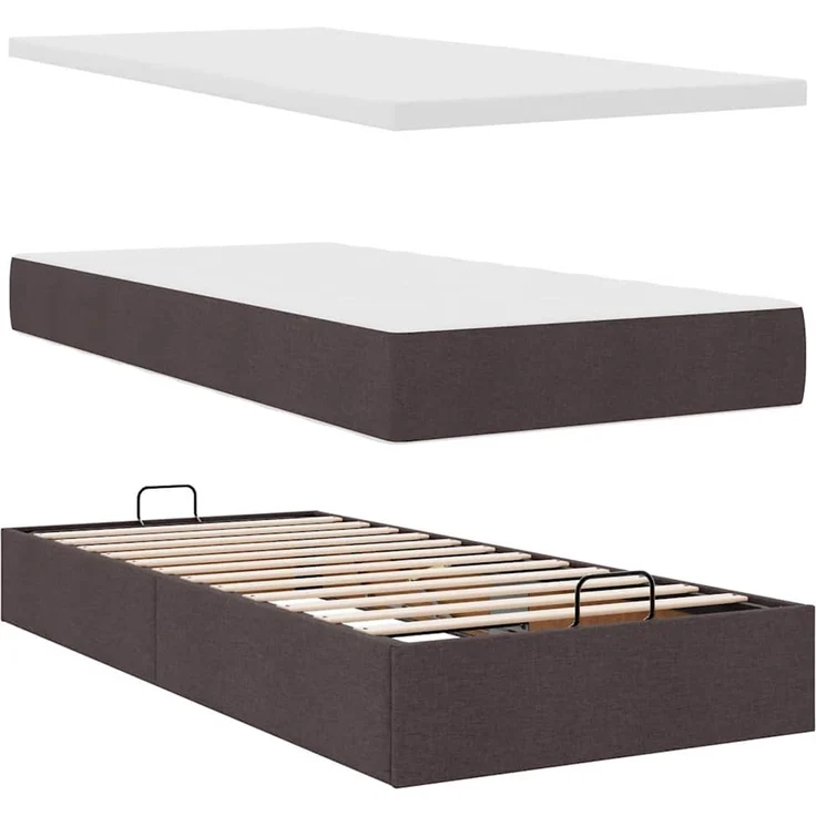 vidaXL Ottoman-Bett mit Matratze Dunkelbraun 100x200 cm Stoff 3311438 – Bild 6