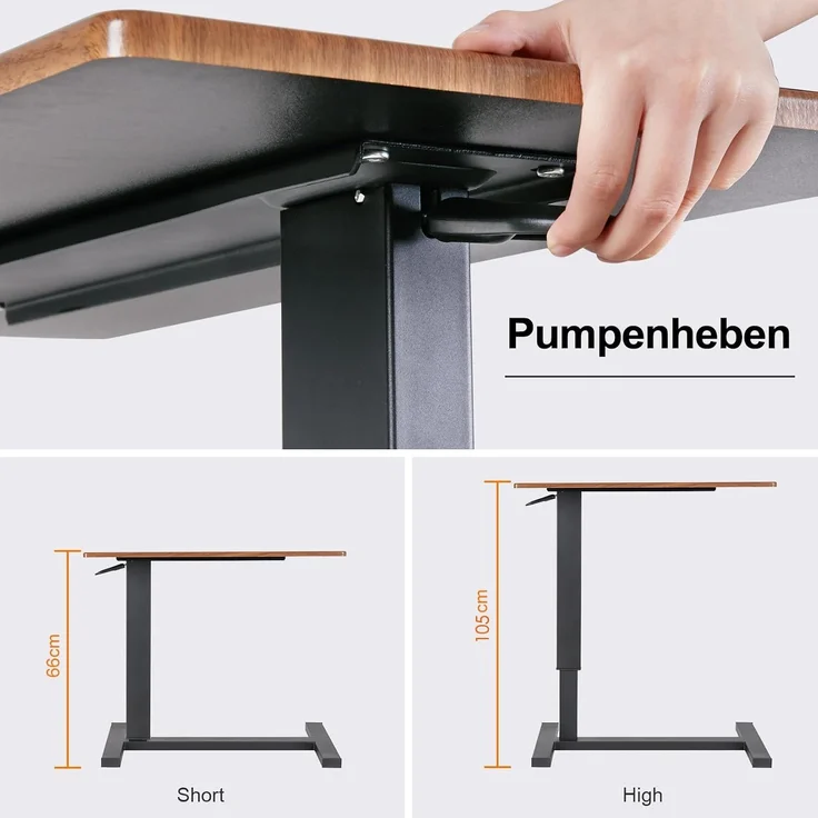 FATIVO Betttisch Beistelltisch Pflegetisch H?henverstellbar Laptoptisch auf Rollen Krankentisch aus MDF Braun 80x40x90 cm – Bild 5