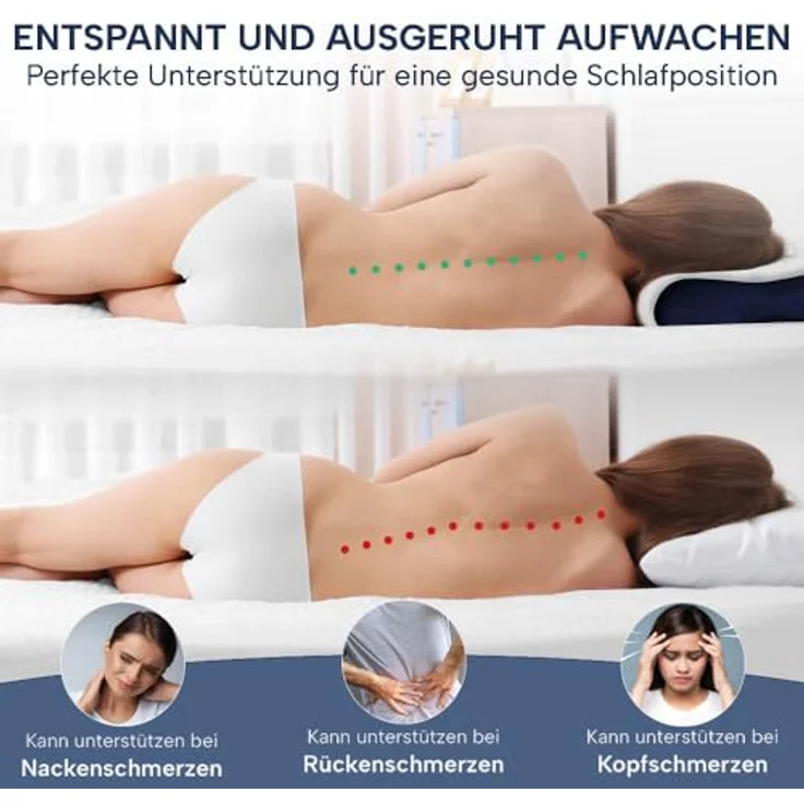 casimum Nackenstützkissen Schmetterling BUTTERFLY, Kissen gegen Nackenschmerzen, Füllung: Memory Foam (Memory Schaum), Bezug: Grau, Seitenschläfer, Seitenkippschläfer, ergonomisches Schmetterlingskissen aus Memory Schaum 56x48x11,5, grau – Bild 5