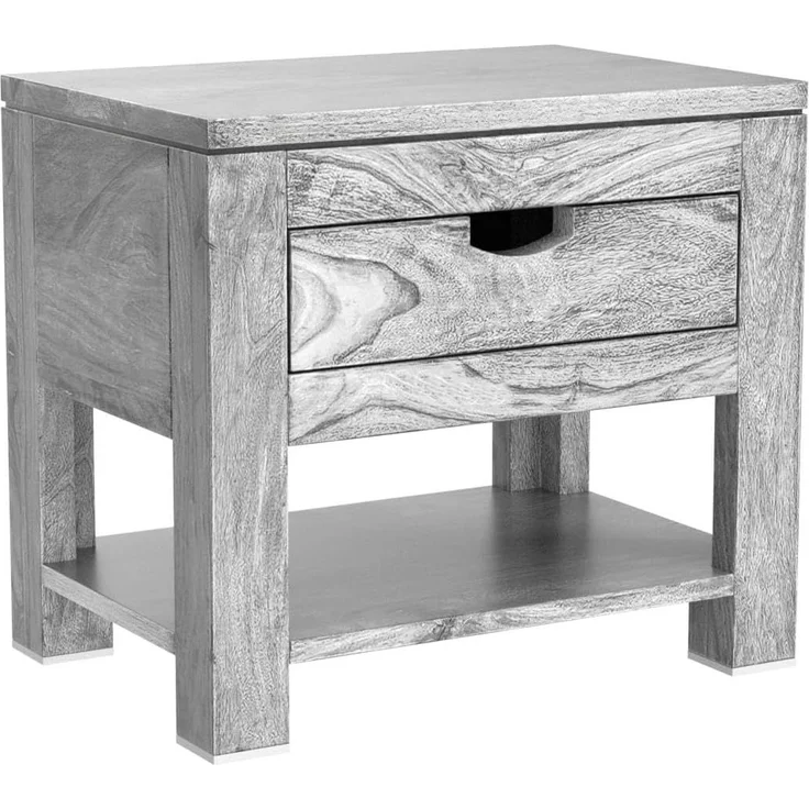 Nachttisch Sheesham 50x35x45 grau geölt NATURE GREY #91 – Bild 5