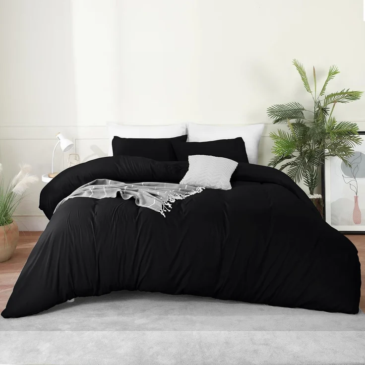Utopia Bedding Bettbezug-Set mit Kissenbezügen – 3-teiliges Bettbezug-Set mit Reißverschluss – 1 Bettbezug mit 2 Kissenbezügen – Weiches, gebürstetes Mikrofaser (Queen, Schwarz) – Bild 8