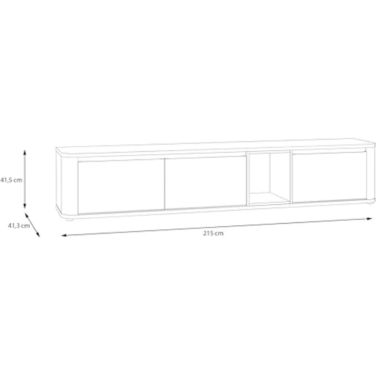 Forte BREATHTAKER TV-Schrank 220, modern minimalistisch, 3-türig, beleuchtetes Fach, Reliefstruktur, Holzwerkstoff, Cabezone/Artisan Eiche Holzdekor, 215 cm breit x 41,5 cm hoch x 41,3 cm tief – Bild 2