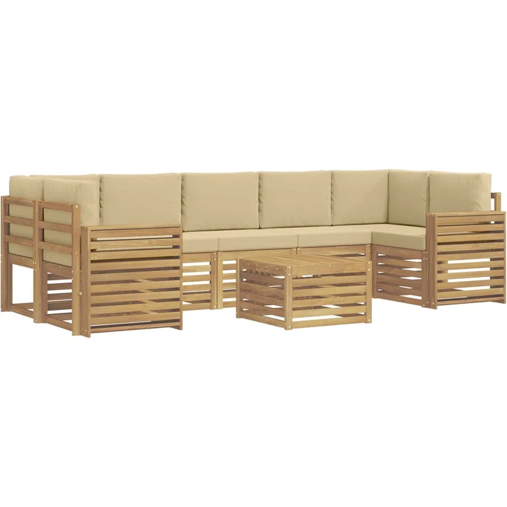 vidaXL Outdoor-Sofagarnitur 8 stk. 7-Sitzer Weiß und Beige Polyester 3391563 – Bild 2