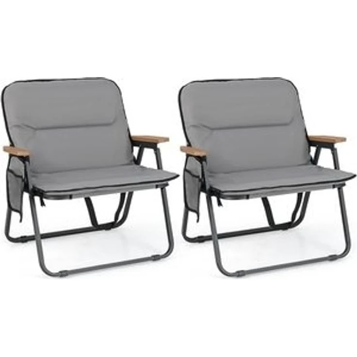 COSTWAY Campingstuhl (2 St), Klappstuhl, Gartenstuhl mit Kissen – Bild 4