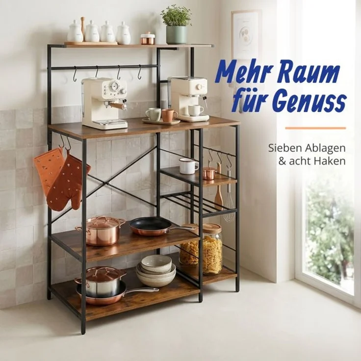 Relaxdays Küchenregal mit 7 Ablagen & 8 Haken – Bild 2