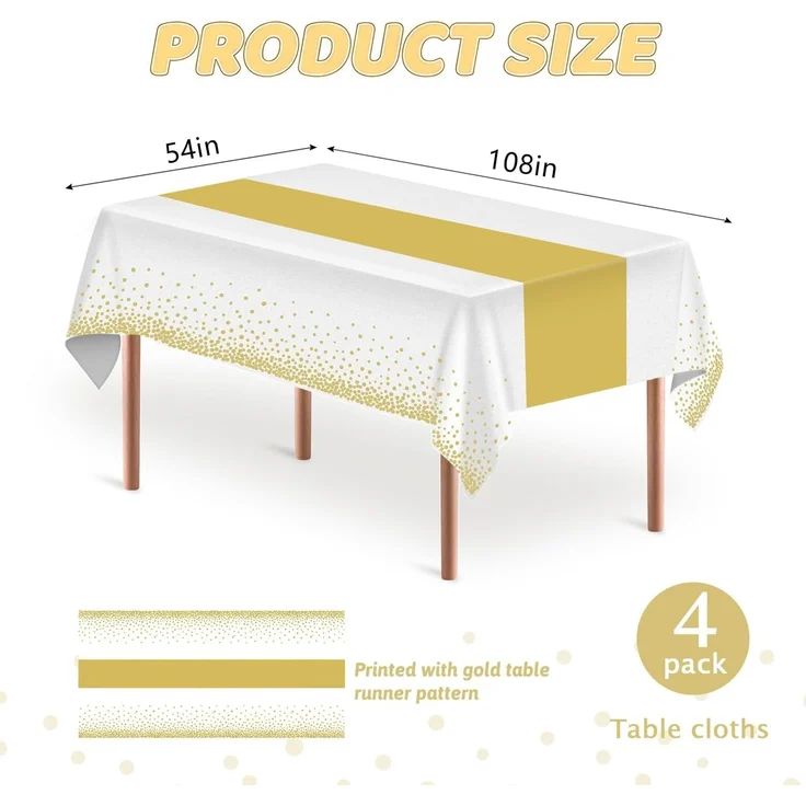 ABC 4-teiliges Tischdecke-Set, für Weihnachten, gold, Kunststoff / Textil, 4 x 38 x 20 cm – Bild 2