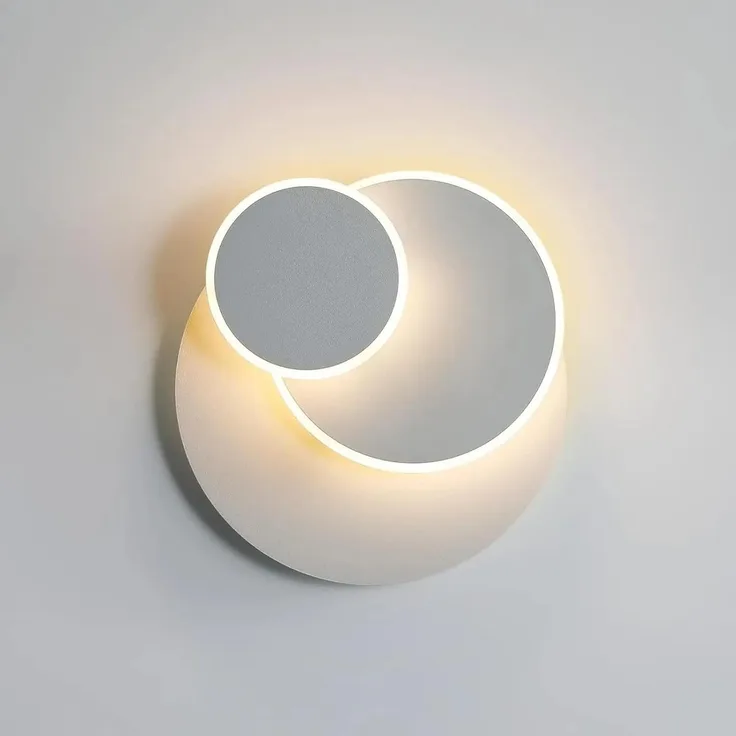 Goeco LED Wandleuchte LED runde Wandleuchte, schlichte Innenleuchte, 17W, Warmweiß, 350 Grad Drehwinkel, keine separate Glühbirne erforderlich