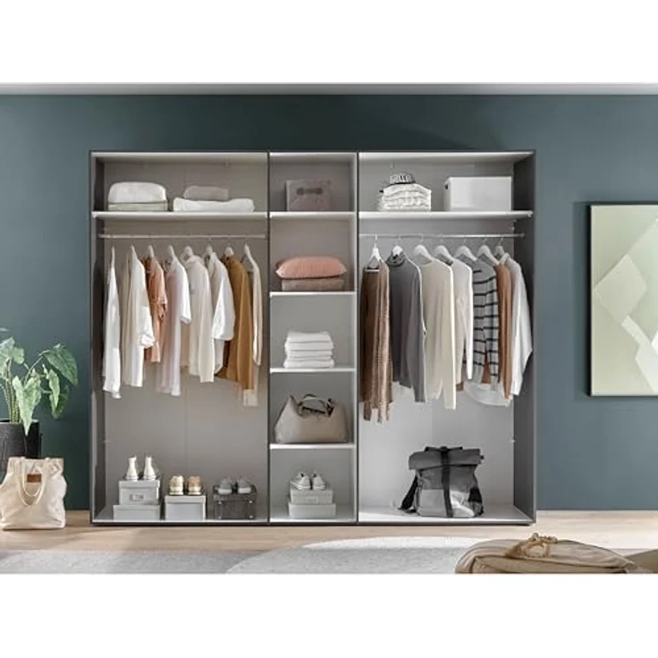 Stella Trading ASKA Schlafzimmer Komplett-Set in Graphit, Mauvella Eiche Optik - Schlafzimmer Möbel-Set 2-teilig bestehend aus Kleiderschrank & Bettanlage – Bild 8