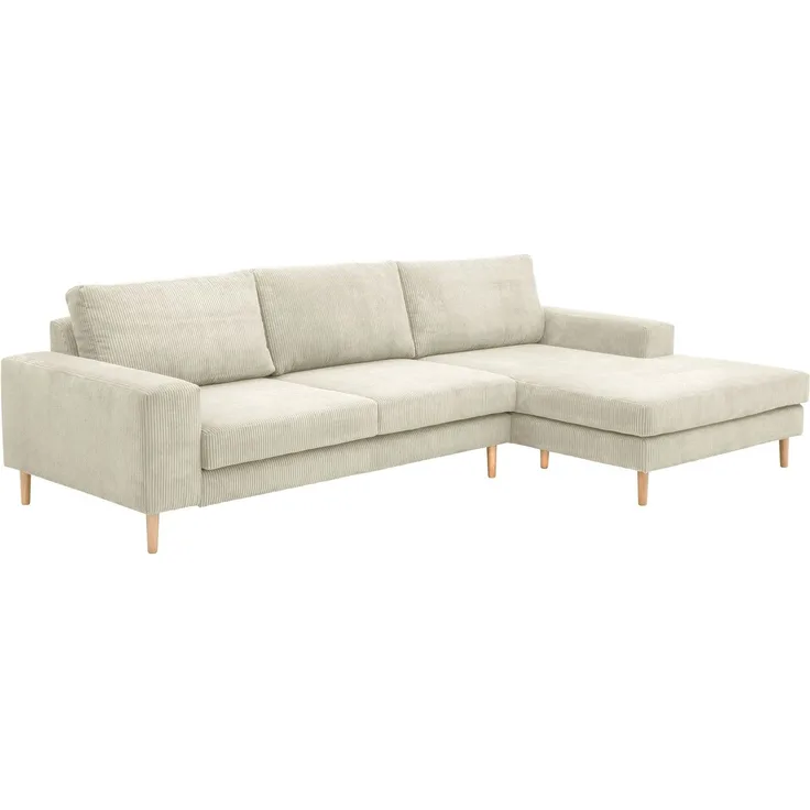 Sofa mit Longchair rechts Kaylynn Cordstoff creme