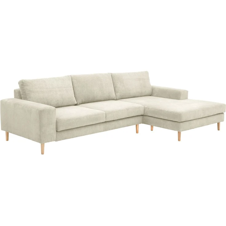 Sofa mit Longchair rechts Kaylynn Cordstoff creme – Bild 1